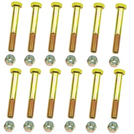 Grade 5 Shear Bolts 1/2" x 3-1/2" for Rotary Cutter,Tractor Gearbox,by Color Galvanization with Nylon Lock Nut Kit,by Metalsuberg (12pcs Pack)