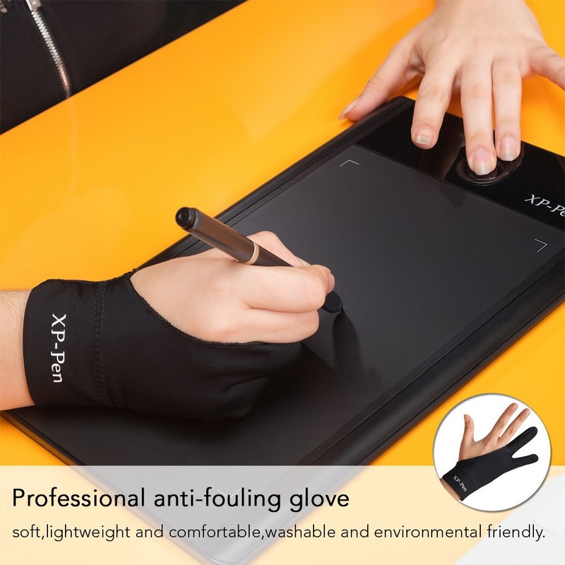 XPPen Painting Gloves, Small, Two Finger Gloves, Ambidextrous, Stain Resistant,