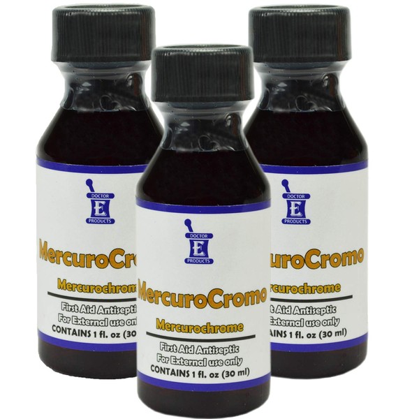 Mercurochrome Antiseptic Mercuro Cromo 1oz 3 Pack