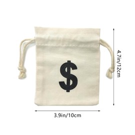 Niuhong Pack of 10 Drawstring Money Bags Dollar Sign Small Fabric Bag Purse Drawstring Coin Bag Money Bag White Drawstring Fabric Bag Small Cotton Bag Gift Bag (Beige)