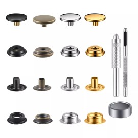 Moocci 400Pieces (100 Sets) Leather Snap Fastener Kit Tool 58inches (15mm) Snap But