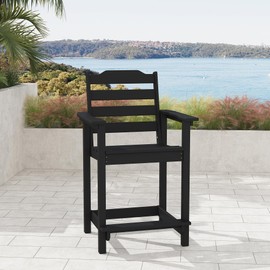 OTSUN Tall Adirondack Chair, 24 inches HDPE Bar Height Outdoor Chair, All Weather Resistant Adirondack Bar Stools for Balcony, Porch Kitchen(1 PC, Black)
