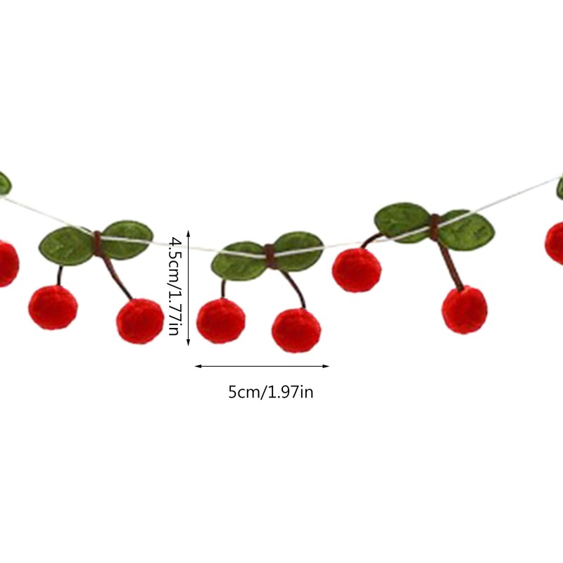 LUJIYY Soft and Realistic Handmade Cherry Felt String Garlands for