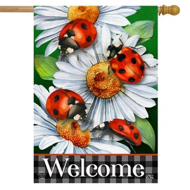 Ladybugs and Daisies Summer House Flag 40" x 28" Briarwood Lane