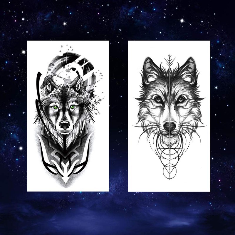 Oottati 8 Sheets Wolf Taichi Totem Skull Moon Forest Flower
