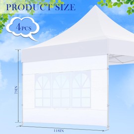 Windyun 4 Pcs Sidewall for 10 x 10 Canopy Frame Sidewall with Window Wall Only Outdoor Camping Picnic Canopy Sidewalls Window Decor Sidewall for Pop up Tent Outdoor Party (White)