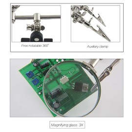 2 Pack Helping Hands Soldering with 5X Magnifying Glass, Third Hand Soldering Tool with Alligator Clips for Electronic Repair Soldering Jewelry Crafts Circuit Board