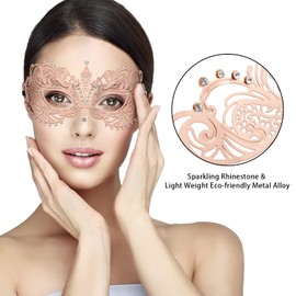 Thmyo One Pair Couple's Venetian Masquerade Masks,Crown Mask Costumes Mardi Gras Prom Mask (Rose gold+Rose gold)