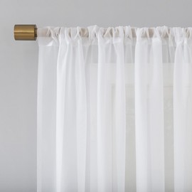 No. 918 Mallory Sheer Voile Rod Pocket Curtain Panel, 59" x 96", White