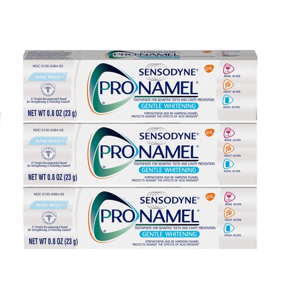 Sensodyne Pronamel Toothpaste, Gentle Whitening, Alpine Breeze Travel Size 0.8 Ounce (Pack Of 3)