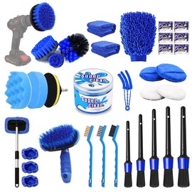 26Pcs Car Detailing Brush Set, Car Detailing Kit, Car Detailing Brushes, Car Cleaning Kit (without Drill), Car Windshield Cleaning Tool, Professional Car Care kit - Car Wash Brush kit for Interior Exterior Wheels:_35Pcs-Without Bag