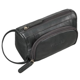 STILORD 'Tony' Vintage Large Pencil Case Pouch Bag Leather Pen Holder Big Pen Case with Zipper Aesthetic Pencil Holder Cosmetic Case Genuine Leather, Colour:Black