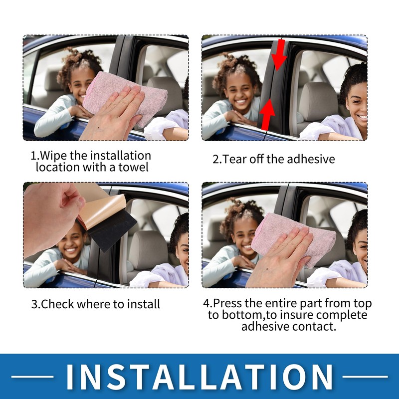 A ABSOPRO Door Pillar Window Trim Cover Front Rear Left