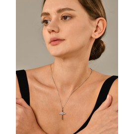 YL Cross Necklace Sterling Silver Infinity Heart Crucifix Pendant Created Amethyst Criss Jewelry for Women