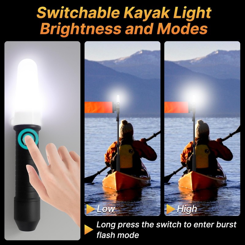 Viswiker 360 Degree Kayak LED Lights with Retractable Pole and