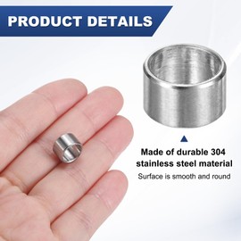 M METERXITY 8PCS M8 304 Stainless Steel Spacers 8mm ID x 10mm OD x 6mm l Metal Screw Standoff Bushing Plain Finish Round Spacer 304 Stainless Steel for Screws Bolts Silver
