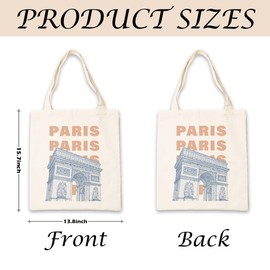 Canvas Tote Bag, Canvas Handbag Aesthetic For Women, Reusable Tote Bag, Cute Cartoon Paris Travel Souvenir Gifts, Birthday Friendship Gifts For Women, Leisure Vacation, Work