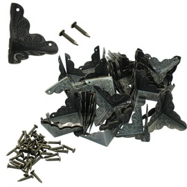 Marvexi 48 PCS Furniture Triangle Corner Protector 1" x 1" Antique Bronze Metal Corner Guards Trim Decorative with Screws for Storage Box Cabinet Wooden Chest etc