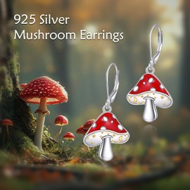 SHEAISRS Mushroom Earrings For Women 925 Sterling Silver Mushroom Jewelry for Mom Wife Sister