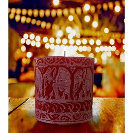GEETUBERRY - Rustic Floral-Scented Elephant 1 Pack Carved Jasmine Candle, Elegance for Your Farmhouse Wedding Anniversary Celebration, Gifts for Mom, Easter, Home Décor, 3x3 Inch, Red Color