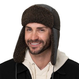 Stetson Fairbanks Cotton Bomber Aviator Hat for Men, Warming Winter Hat with Cotton, Lined Made of Cotton, with Highly Tying Ear Flaps, Pilot Hat, Autumn/Winter, brown