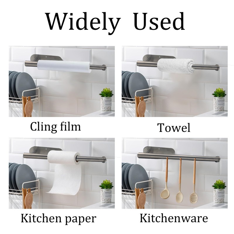 Runseaway 1Pc Paper Towel Holder Under Cabinet, Self-Adhesive or Screw