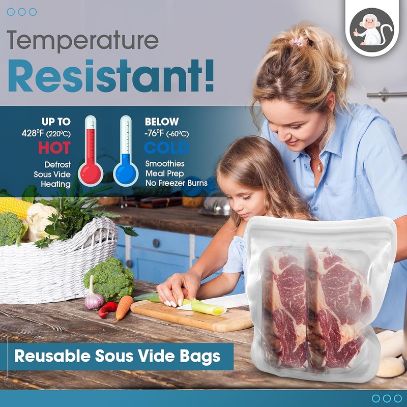 Reusable Silicone Sous Vide Bag - 1 Gallon, 135oz. XXL