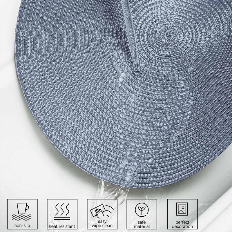 AHHFSMEI Round Braided Placemats 15 Inch Round Table Mats for