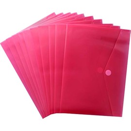 EXXO by HFP 90146 Document Wallets A4 Landscape with Velcro Fastening Transparent Red Polypropylene Pack of 10 335 mm x 240 mm