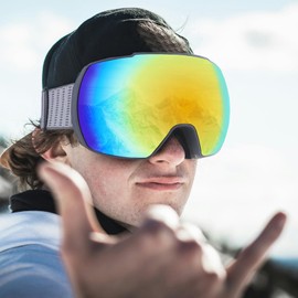 DUDUKING Ski Goggles Women Men Sphere Snowboard Goggles for Adults Teenagers Anti Fog Double Lens UV 400 Protection Ski Goggles Helmet Compatible for Skiing Motorcycle Cycling Skating