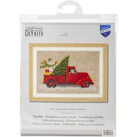 VERVACO (3PL) Cross Stitch CMAS, Cotton, Christmas Truck (14 Count), ca. 33 x 22 cm /13,2" x 8,8"
