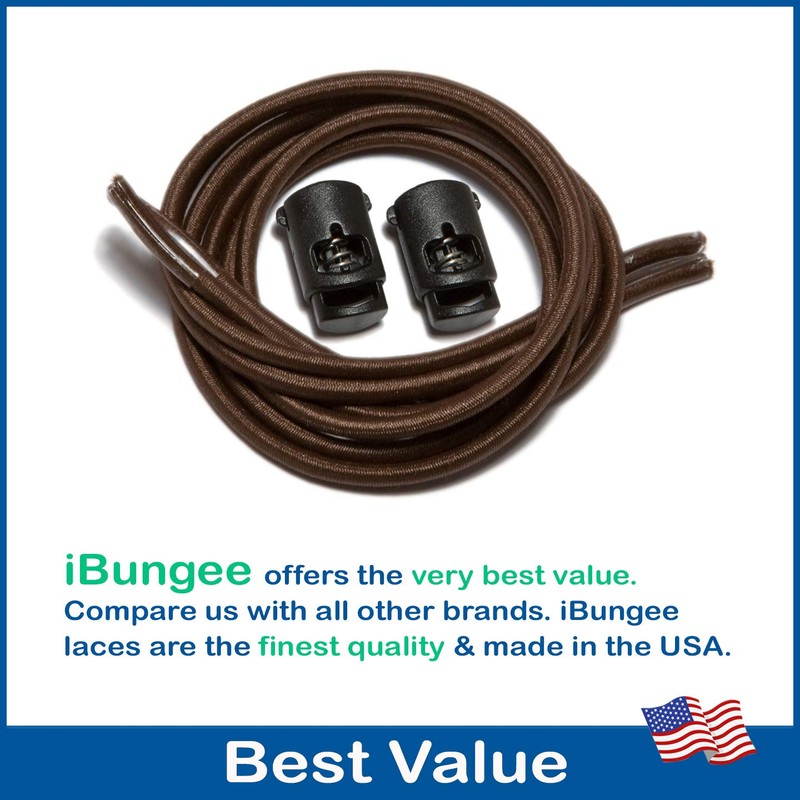 IBUNGEE LACES (Elastic No Tie Shoelaces (Brown, 42-Inch)