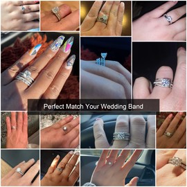 1.5CT Round Cut Moissanite Rings for Women, D Color VVS1 Clarity Brilliant Round Cut Lab Created Diamond Moissanite Engagement Ring 18K White Gold Plated S925 Sterling Silver Moissanite Promise Rings