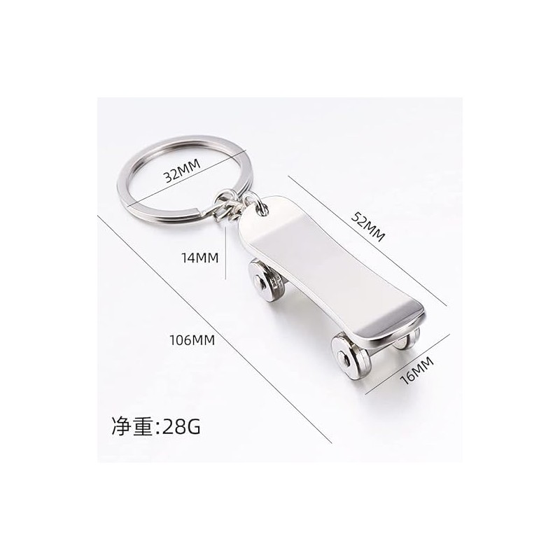 [AIXUAN] Men's Boys Cool Mini Skateboard Metal Keychain Keychain Car