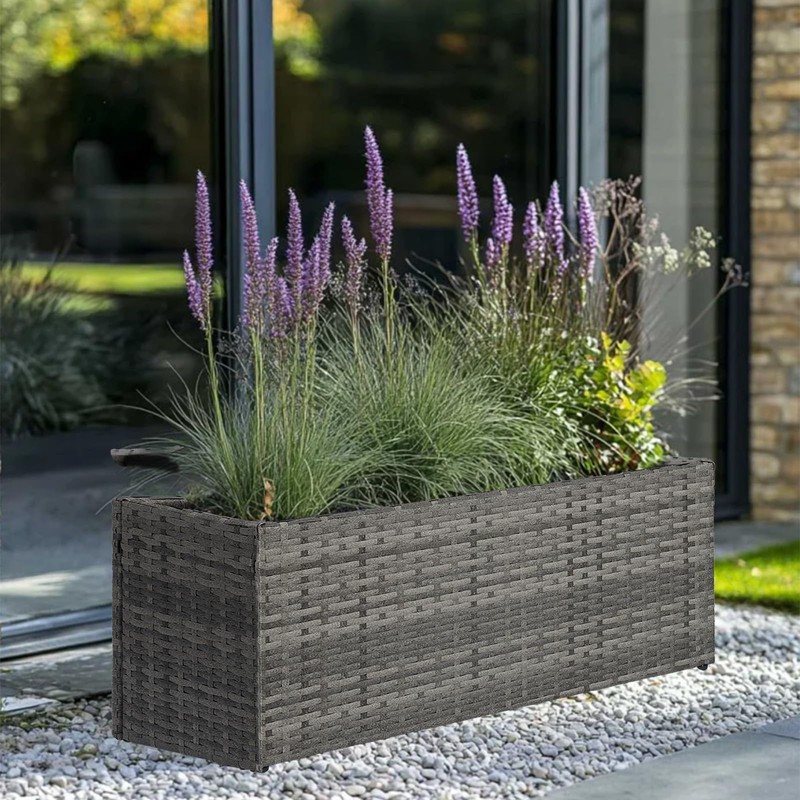 LEWIS&WAYNE Large Rectangular Block Planter Box Handmade Wicker Tall Planters