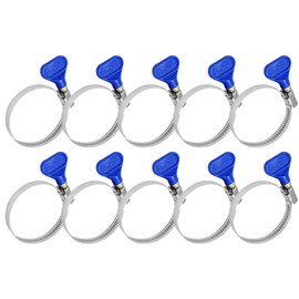 10-Pack Stainless Steel Hose Clamp, Thumb Screw Key-Type Adjustable Hose Clamp, 32-50 mm (1-1/4" to 2"), 9mm Bandwidth for Plumbing Automotive
