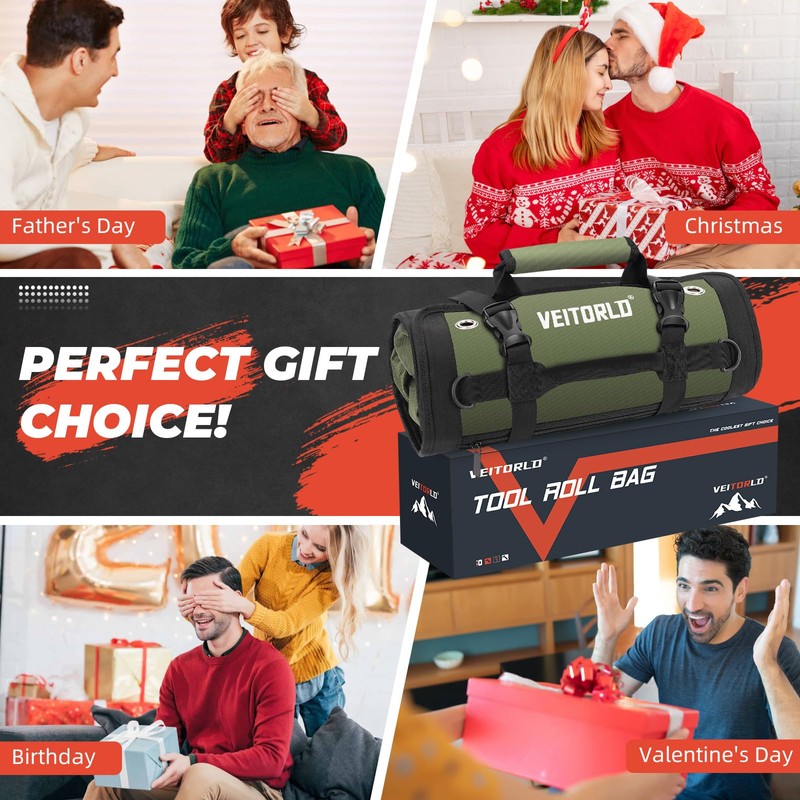 Tool Roll Up Bag, Gifts for Him Men Dad Husband