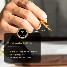 Hörner Nobilis - Premium Rollerball Pen Black I Elegant Gift Box I Ink Colour Blue I Line Width M 0.7 mm I High-Quality Case I Modern Grip I High-Quality Rollerball Pen I Luxury Design