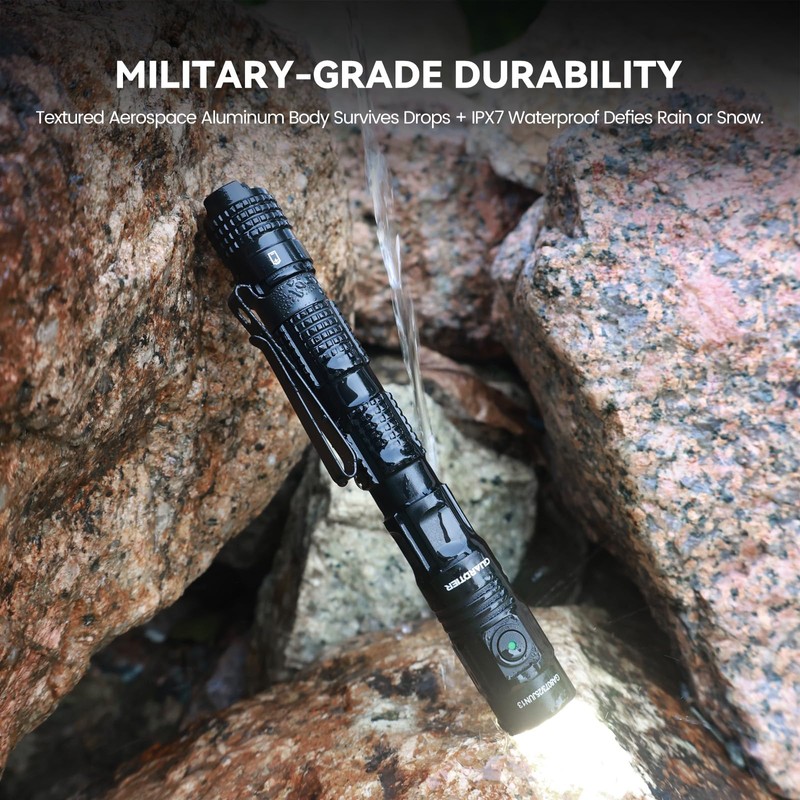 Guardtier ML70 Dual-Switch EDC 2AA Flashlight - 1500 Lumens Rechargeable