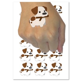Stick Jack Russell Terrier Dog Puppy Temporary Tattoo Water Resistant Fake Body Art Set Collection - 54 1" Tattoos (1 Sheet)