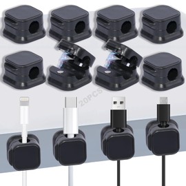 20 Piezas Organizador de Cables Magnético - Clips Organiza Cables Autoadhesivo para , y , Sujeta ...