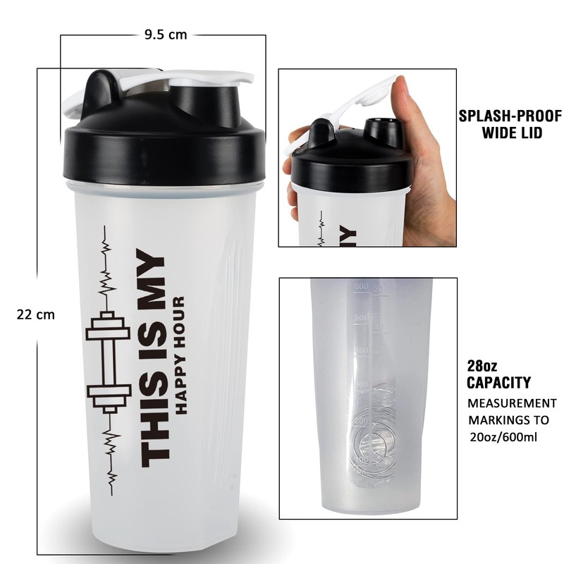 Protein Shaker Bottle 20oz Blender Cup BPA-Free Leak Proof for