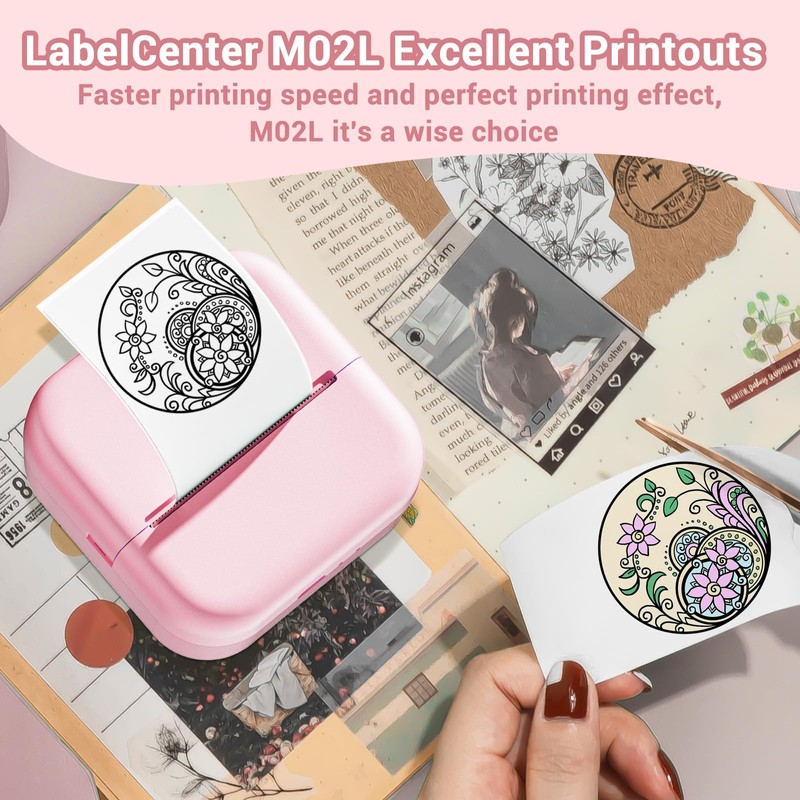 Mini Sticker Printer for Smartphone, Bluetooth Thermal Printer 203DPI Pocket