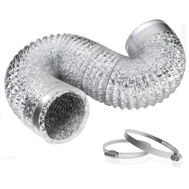 TEAIERXY 4 Inch 8FT Dryer Vent Hose,Flexible Air Ducting,Heavy Duty (6-ply) Aluminum Foil with 2 Clamps for HVAC Ventilation