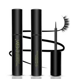 EMEDA 2 PCS Latex Free Eyelash Glue Waterproof Black Lashes Glue Super Strong Hold False Eyelash Adhesive Best Strip Adhesive(Black 5ml+5ml)