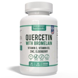 HARMONIFY Quercetin with Bromelain, Immune Blend Supplements with Zinc Elderberry Vitamin C & D 5000 IU, Artemisinin, Irish Sea Moss, Echinacea, Garlic, Turmeric, Reishi and Ginger Powder, 1400 mg