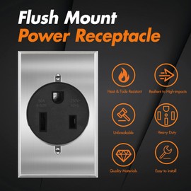 NEMA 6-50R Power Outlet 50 Amp 250V, Heavy-Duty 50A Receptacle, for Welders, Plasma Cutters, Electric Ranges, Dryers, and More UL Listed micmi (NEMA 6-50R w/Rectangle wallplate)