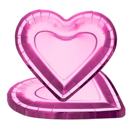 20 Pcs Heart Shaped Disposable Paper Plates 10-inch Serving Plates Trays for Wedding Birthday Valentine's Day Bridal Showers Party Supplies (Pink)