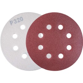 YoiYee 320 Grit Sanding Discs Pads, 8 Holes, 125mm/5-inch Hook and Loop Quick Change Sandpaper Sheet for Random Orbital Sander, 20 Pack