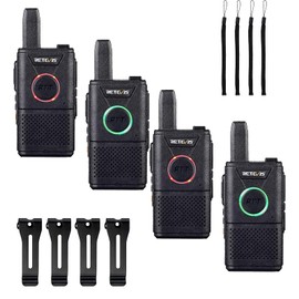 Retevis RT618 Mini Walkie Talkie, Professional PMR446 License Free Long Distance 2 Way Radio, Dual PTT Portable Two Way Radio Communication for Family Camping, Business(Black, 4 Pack)
